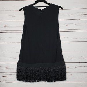 J. Crew Black Sleeveless Tunic with Fringe Hem